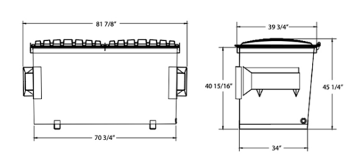 schematic drawing of a 2yd container