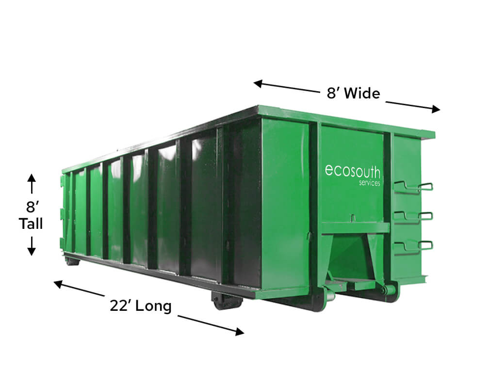 front right view of a  40yd open top dumpster