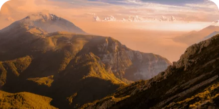 Overhead of mountain during sunrise